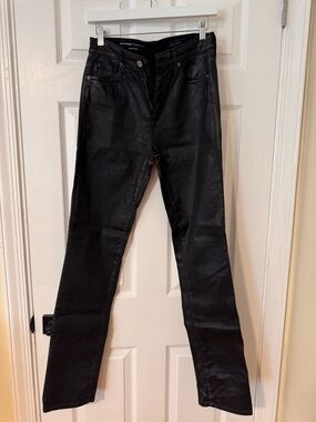 Ag Adriano Goldschmied Coated Black Straight Leg Jeans